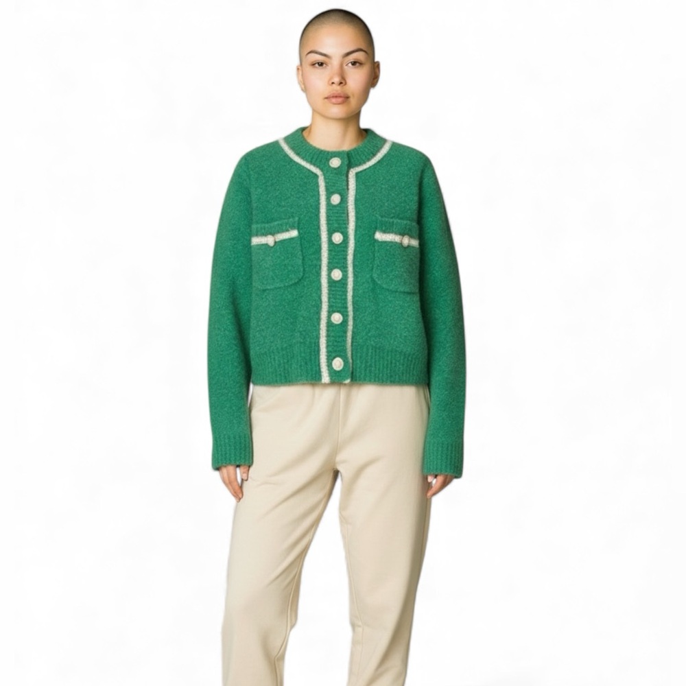 Urban Revivo Chic Green Women's Blazer with Faux Pearl Buttons - Picture 11 of 11